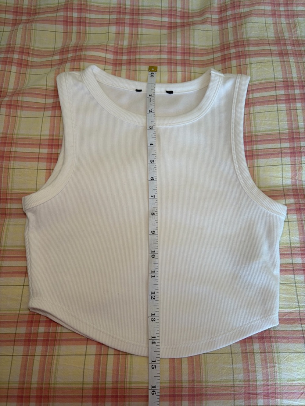 White Ribbed Cropped Basic Tank - Picture 3 of 7